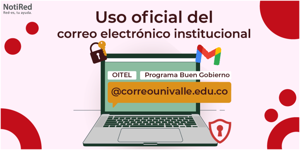 Ilustración de un computador con el título: " Uso oficial del correo electrónico institucional".